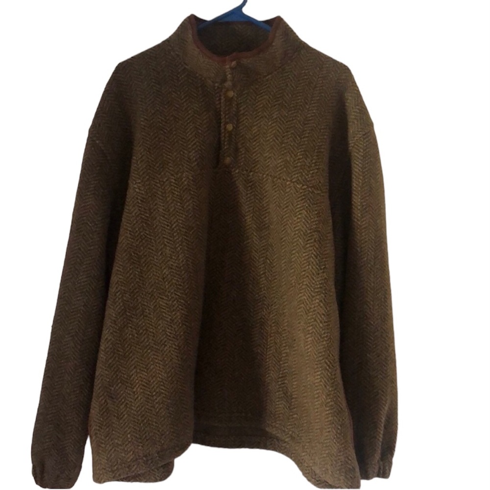 Orvis Brown Herringbone Pullover Jacket - image 1